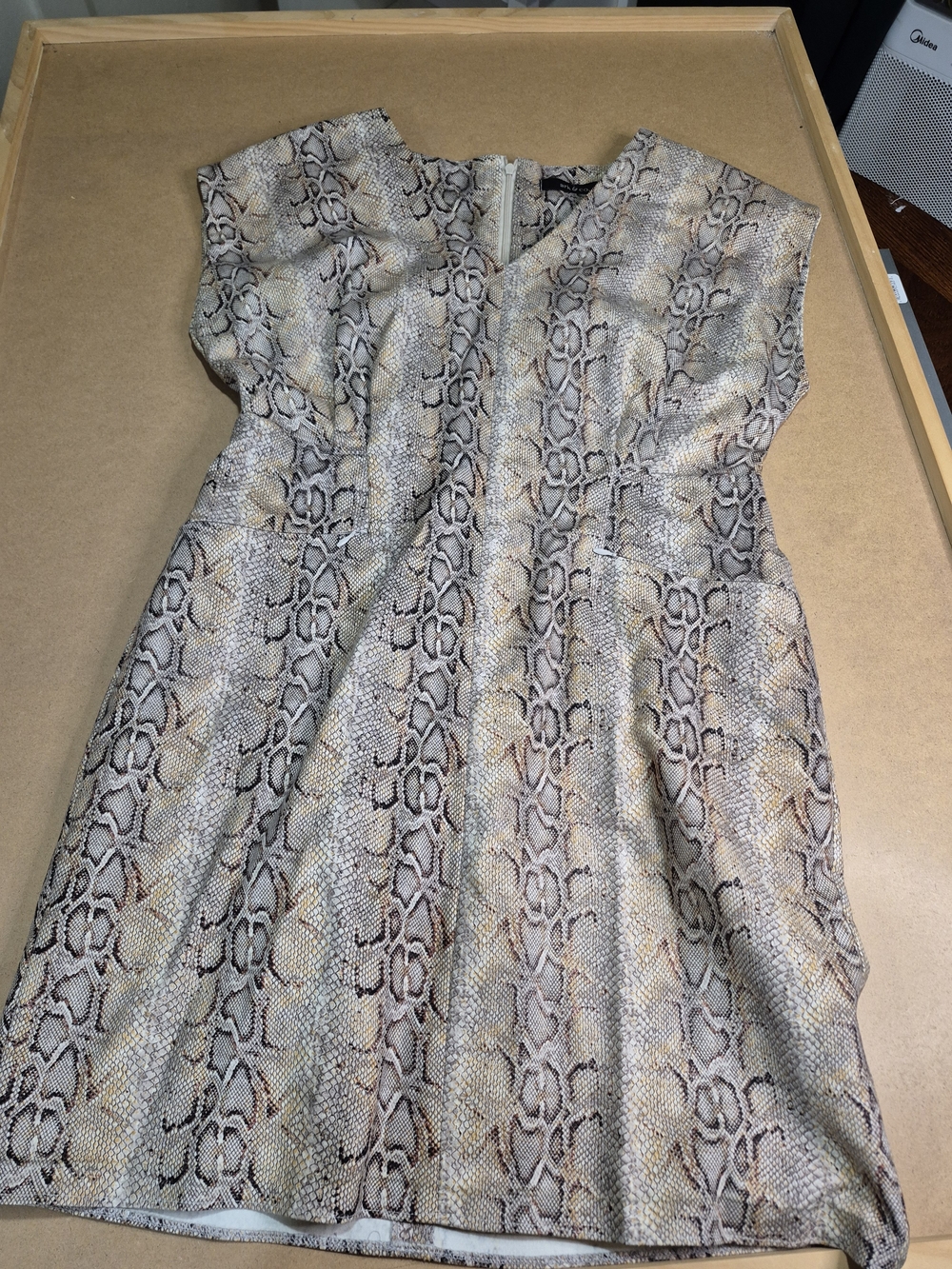 Ark & Co Strapless Snake Print Dress in Beige and Brown